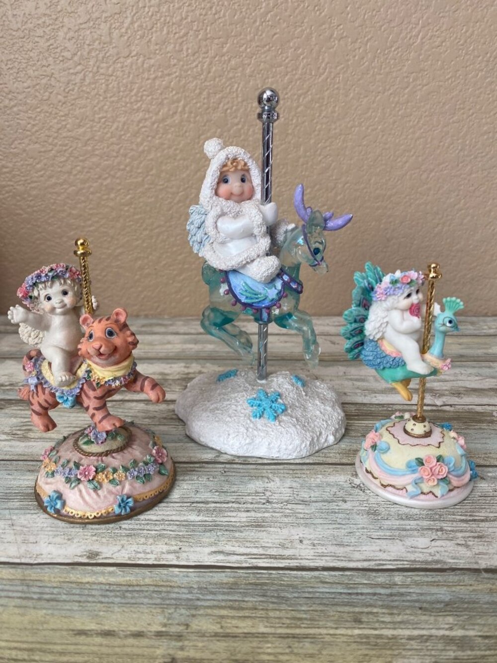 Lot of 3 Dreamsicles Carousel Figurines Tiger Reindeer Peacock Northern Lights